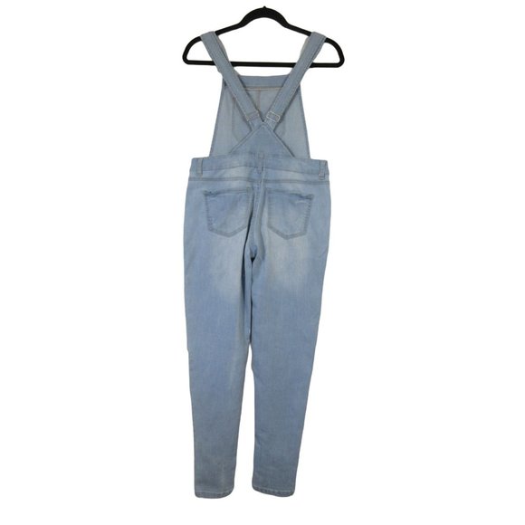 Wax Jeans light wash distressed‎ ankle crop overalls - Picture 2 of 12